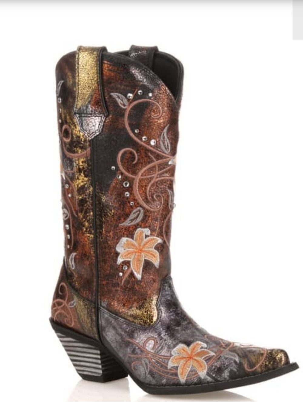 Durango Crush Multi Colored Floral Women’s Snip Toe Western Heeled Cowboy Boots
